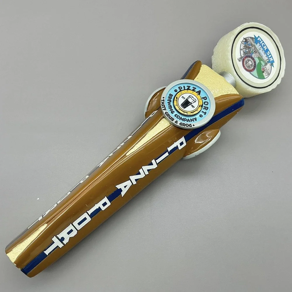 Pizza Port Brewing Company Pick Six Pilsner Beer Tap Handle Brown Bar Decor USA